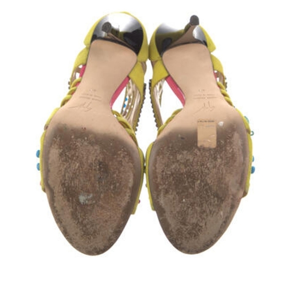 Giuseppe Zanotti Yellow Multi Colored Rhinestone Stilletto Heels Sandals Size 40 - Picture 5 of 5